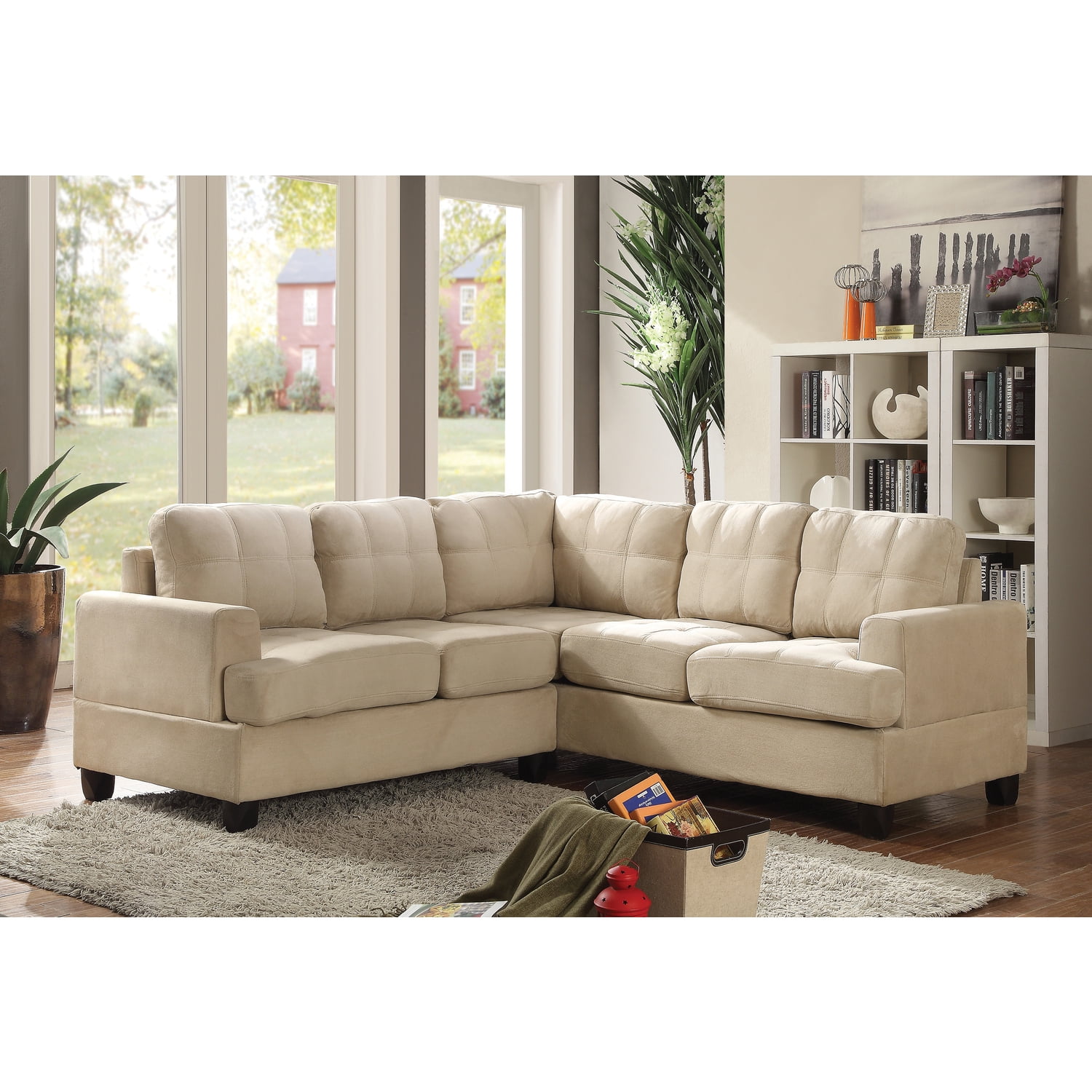 Glory Furniture Sandridge Microsuede Sectional in Vanilla