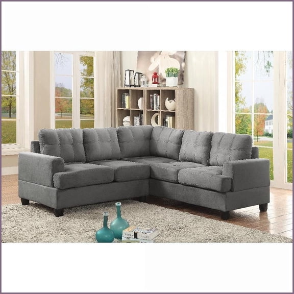 Glory Furniture Sandridge Transitional Gray Microfiber Sectional with Reversible Chaise – Easy Delivery | Gray | Microfiber | Loose Back