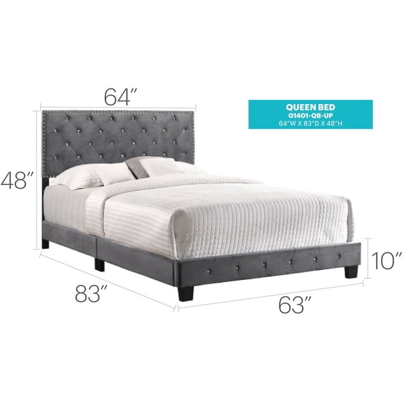 Glory Furniture Suffolk Full Bed in Gray Color