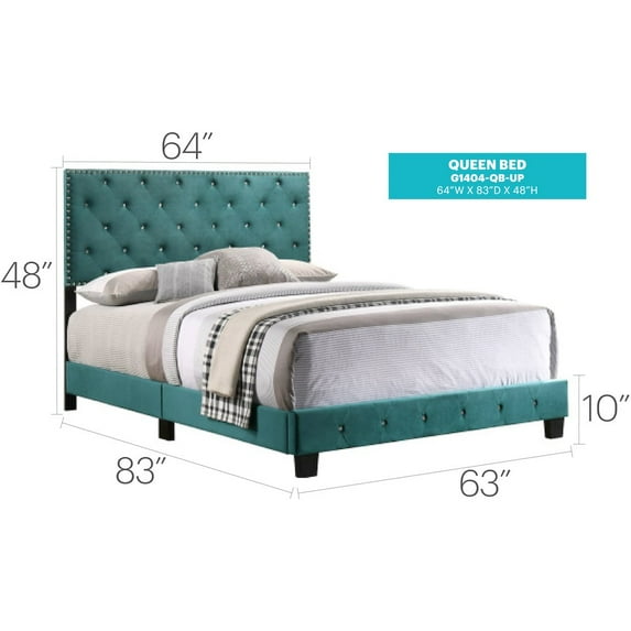 Glory Furniture Suffolk Full Bed in Green Color