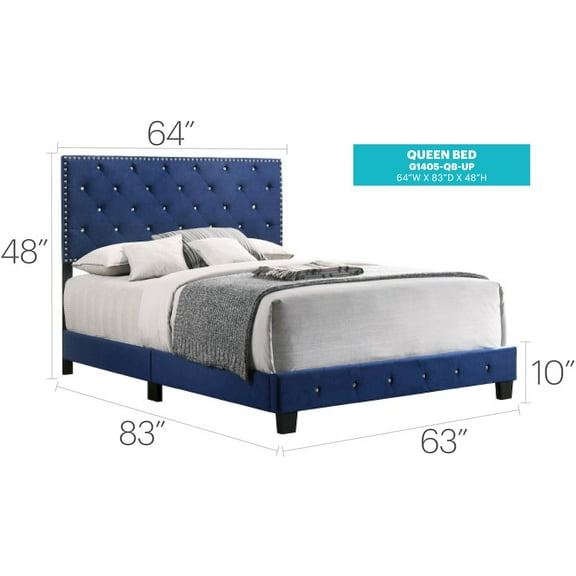 Glory Furniture Suffolk Full Bed in Navy Blue Color
