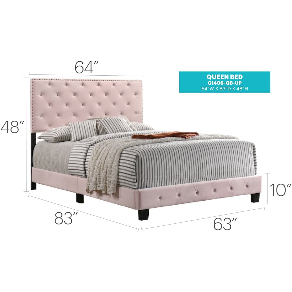 Glory Furniture Suffolk Full Bed in Pink Color