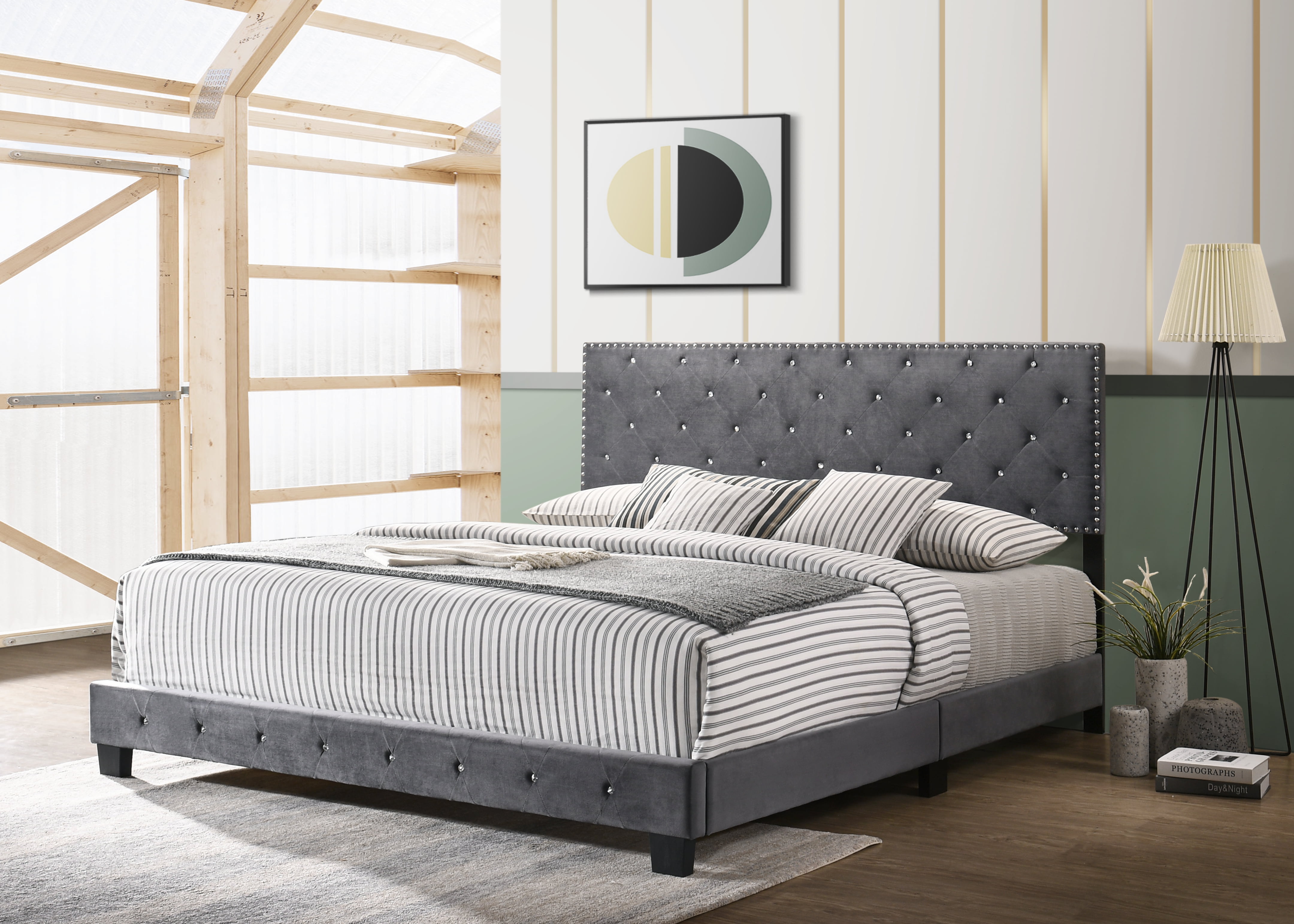 Glory Furniture Suffolk G1401-KB-UP Gray King Bed
