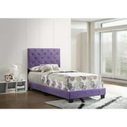 Glory Furniture Suffolk Glam Wood Tufted Upholstered Bed, Twin, Purple/Black/Multi-color