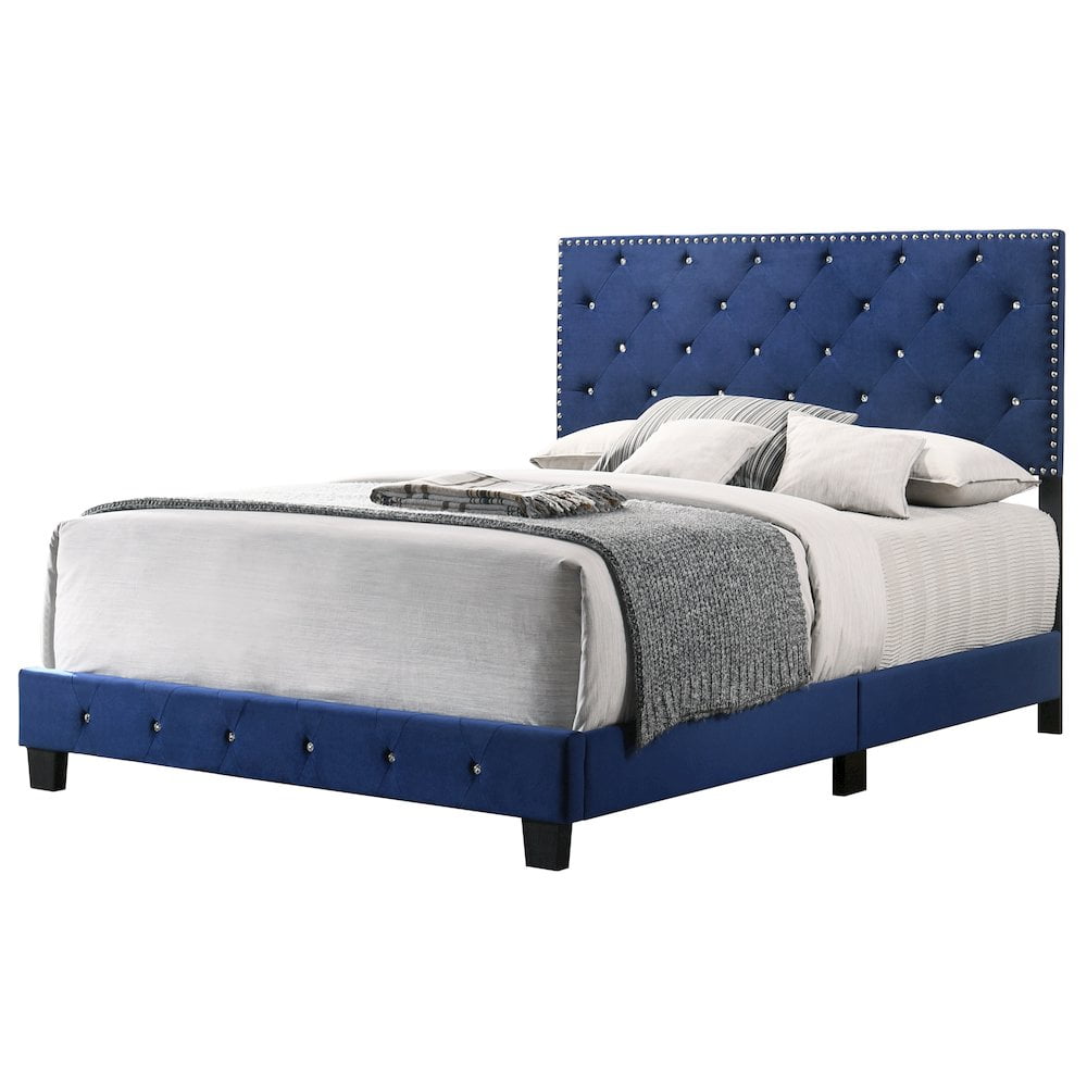 Glory Furniture Suffolk Queen Bed in Navy Blue Color