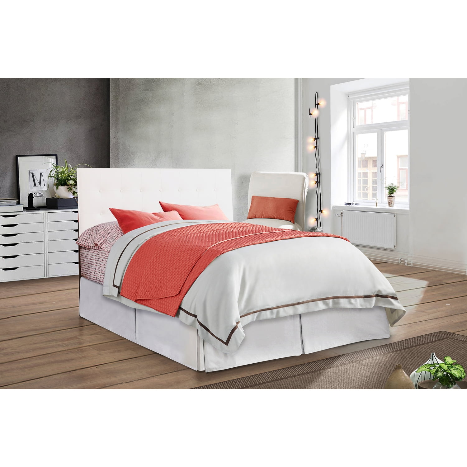 Glory Furniture Super Nova Faux Leather Upholstered Queen Headboard in White