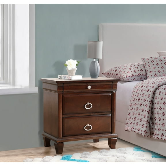 Glory Furniture Triton 2 Drawer Nightstand in Cappuccino