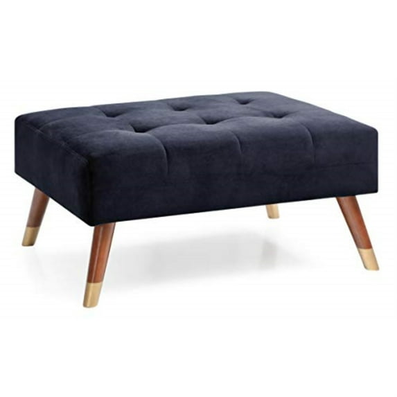 Glory Furniture Turin Velvet Ottoman in Black