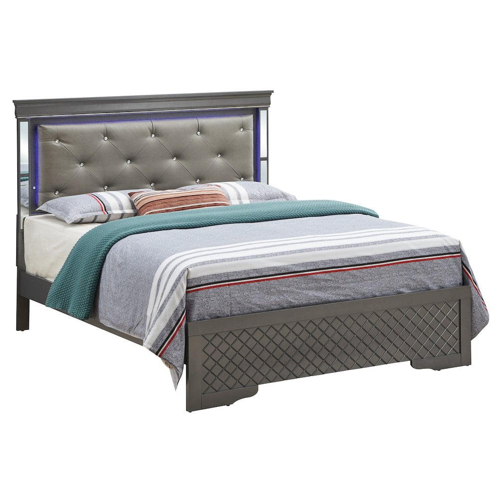 Glory Furniture Verona King Bed in Metalic Black Color