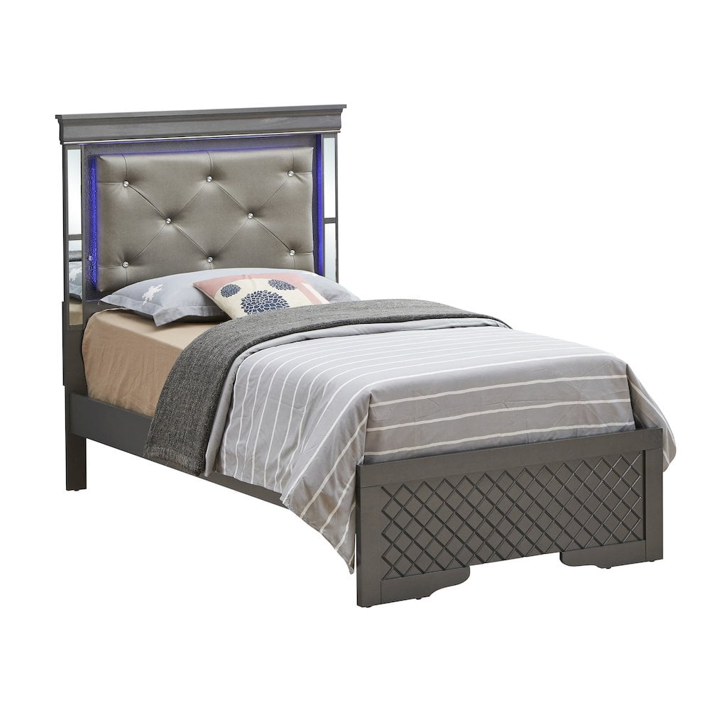 Glory Furniture Verona Twin Bed in Metalic Black Color