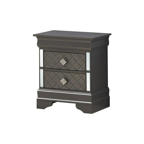 Glory Furniture Verona Wood 2 Drawer Nightstand in Charcoal