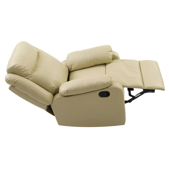 Glory Furniture Ward Faux Leather Upholstered Rocker Recliner in Putty