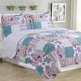 thumbnail image 1 of Glory Home 3 Piece Purple Floral Quilt Bedding Set, King, 1 of 1