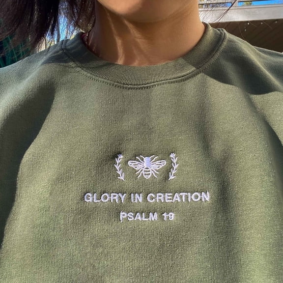 Glory In Creation Psalm Christian Embroidered Crewneck