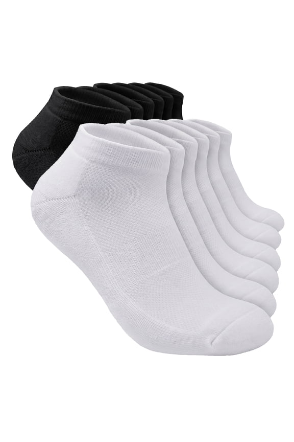 12 Pairs Men's Athletic Running Cotton Ankle Low Cut Socks Breathable Cushioned Black White