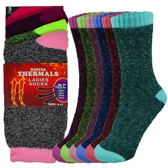 Glory Max 3-Pack Women's Winter Thermal Heated Work Warm Boots Outdoor Socks Size 9-11