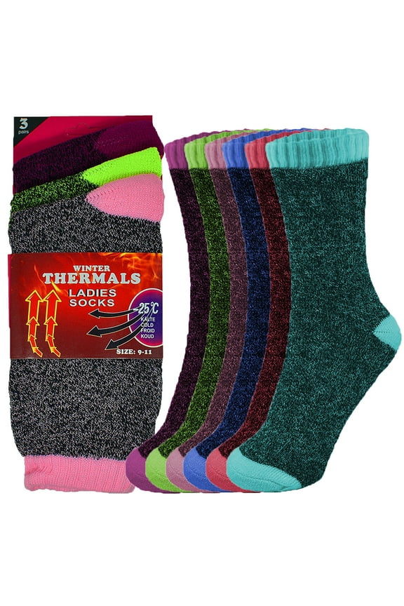 Glory Max 3-Pack Women's Winter Thermal Heated Work Warm Boots Outdoor Socks Size 9-11