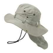 Glory Max Bucket Boonie Hat with Neck Flap Cover Sun Safari Wide Brim Fishing Cap Khaki