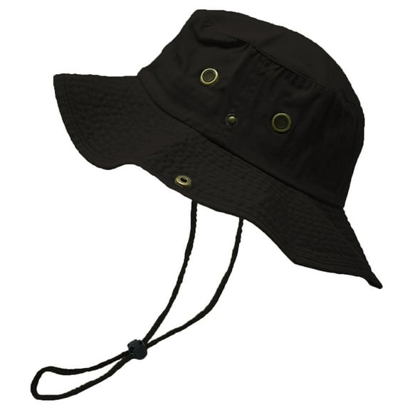Glory Max Classic 100% Cotton Wide Brim Bucket Hat Summer Outdoor Boonie Black Hats
