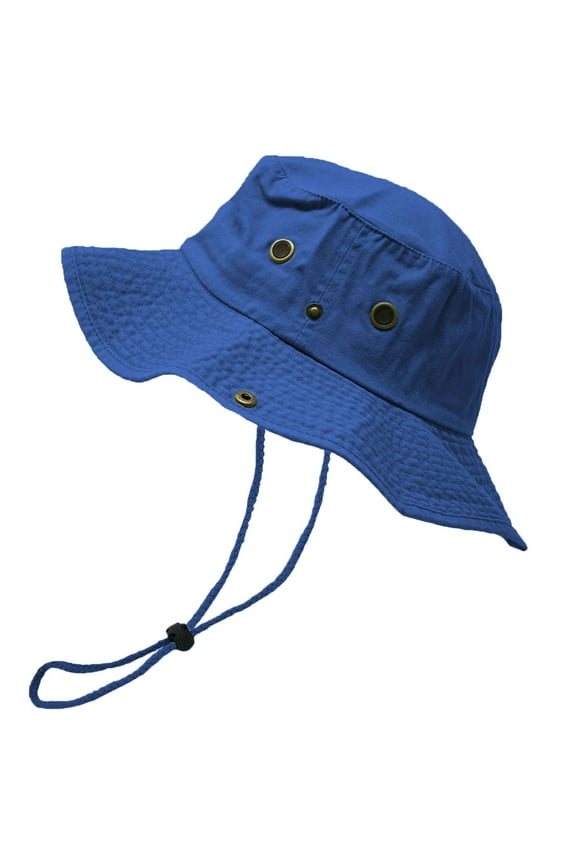 Glory Max Classic 100% Cotton Wide Brim Bucket Hat Summer Outdoor Boonie Blue Hats