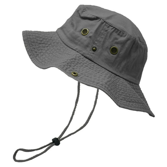 Glory Max Classic 100% Cotton Wide Brim Bucket Hat Summer Outdoor Boonie Dark Gray Hats