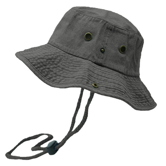 Glory Max Classic 100% Cotton Wide Brim Bucket Hat Summer Outdoor Boonie Denim Black Hats