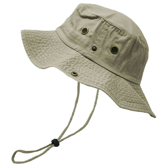 Glory Max Classic 100% Cotton Wide Brim Bucket Hat Summer Outdoor Boonie Khaki Hats