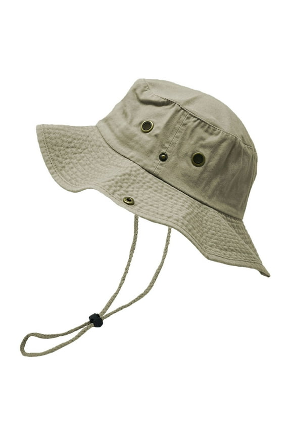 Glory Max Classic 100% Cotton Wide Brim Bucket Hat Summer Outdoor Boonie Khaki Hats