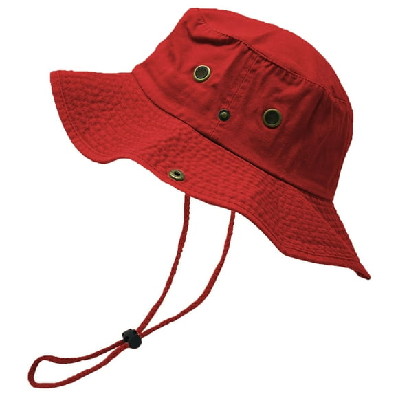 Glory Max Classic 100% Cotton Wide Brim Bucket Hat Summer Outdoor Boonie Red Hats