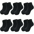 thumbnail image 1 of Glory Max Kids Baby Boys Girls Toddler Solid Ankle Socks Cotton Size 2-4 Years Black 12 Pairs, 1 of 4