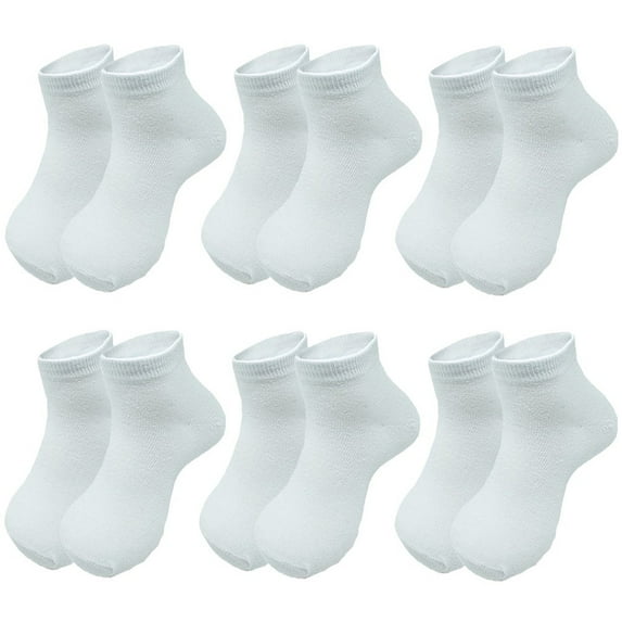 Glory Max Kids Baby Boys Girls Toddler Solid Ankle Socks Cotton Size 2-4 Years White 12 Pairs