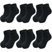Glory Max Kids Baby Boys Girls Toddler Solid Ankle Socks Cotton Size 4-6 Years Black 12 Pairs
