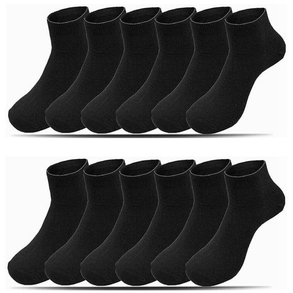 Glory Max Men's Casual Cotton Solid Black Ankle Low Cut Socks Size 10-13 6 Pairs