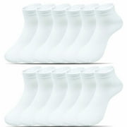 GLORY MAX TRADING Glory Max Men's Casual Cotton Solid White Ankle Low Cut Socks Size 10-13 12 Pairs