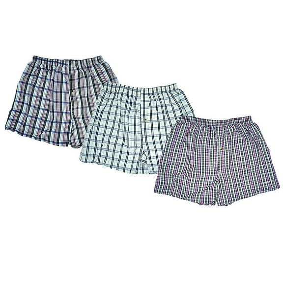 Glory Max Men's Woven Boxer Briefs Shorts Trunk Cotton Underwear Size M-2XL 3 Pack
