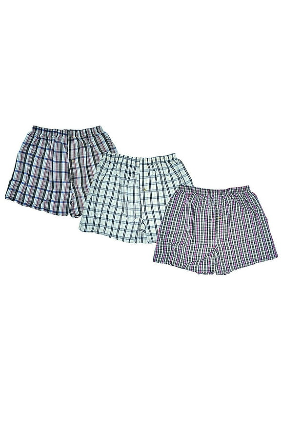 Glory Max Men's Woven Boxer Briefs Shorts Trunk Cotton Underwear Size M-2XL 3 Pack