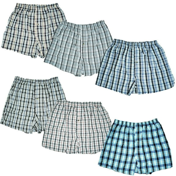 Glory Max Men's Woven Boxer Briefs Shorts Trunk Cotton Underwear Size M-2XL 6 Pack