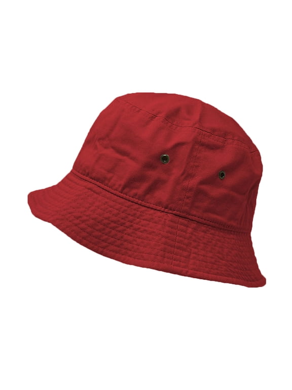 Summer Beach Bucket Hat 100% Cotton Sun Visor Fishing Packable Cap Red