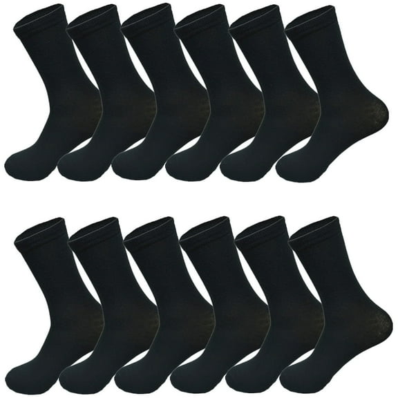 Glory Max Women's Assorted Colors Black Solid Cotton Crew Socks Size 9-11 6 Pairs