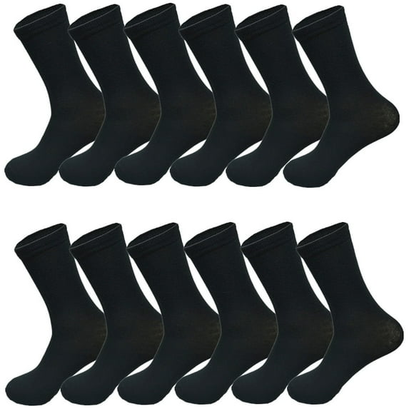 Glory Max Women's Assorted Colors Black Solid Cotton Crew Socks Size 9-11 6 Pairs