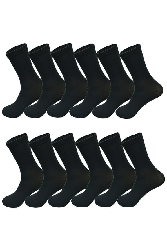 Glory Max Women's Assorted Colors Black Solid Cotton Crew Socks Size 9-11 6 Pairs