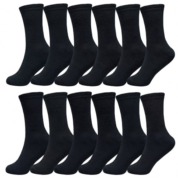 Glory Max Women's Assorted Colors Black Solid Cotton Crew Socks Size 9-11 6 Pairs