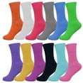 thumbnail image 1 of Glory Max Women's Assorted Colors Mixed Solid Cotton Crew Socks Size 9-11 6 Pairs, 1 of 5