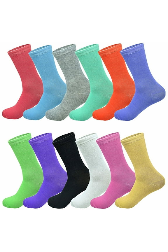 Glory Max Women's Assorted Colors Mixed Solid Cotton Crew Socks Size 9-11 6 Pairs