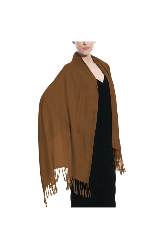 Glory Max Women's Large Soft Silky Pashmina Shawl Wrap Bronze Solid Plain Wedding Scarf
