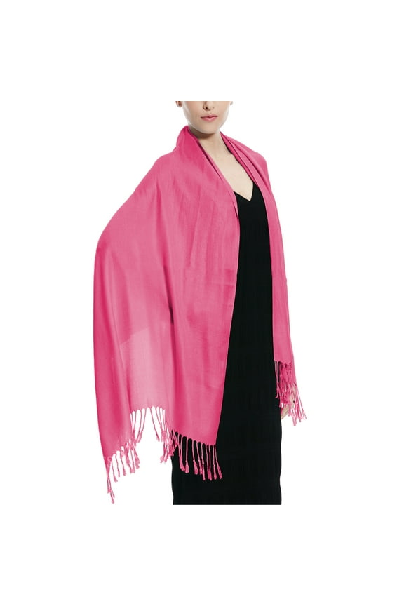 Glory Max Women's Large Soft Silky Pashmina Shawl Wrap Coral Solid Plain Wedding Scarf