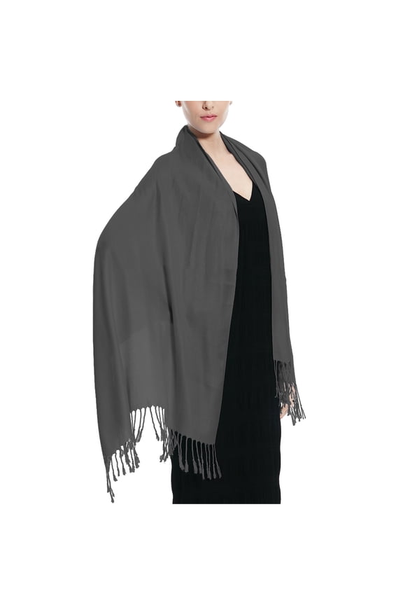 Glory Max Women's Large Soft Silky Pashmina Shawl Wrap Dark Gray Solid Plain Wedding Scarf