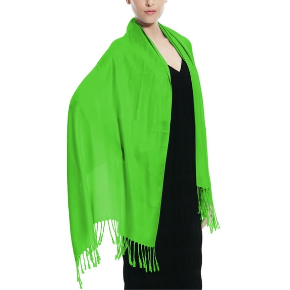 Glory Max Women's Large Soft Silky Pashmina Shawl Wrap Grass Solid Plain Wedding Scarf
