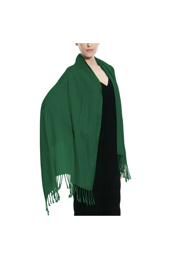 Glory Max Women's Large Soft Silky Pashmina Shawl Wrap Hunter Green Solid Plain Wedding Scarf