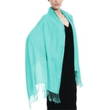 Glory Max Women's Large Soft Silky Pashmina Shawl Wrap Teal Solid Plain ...